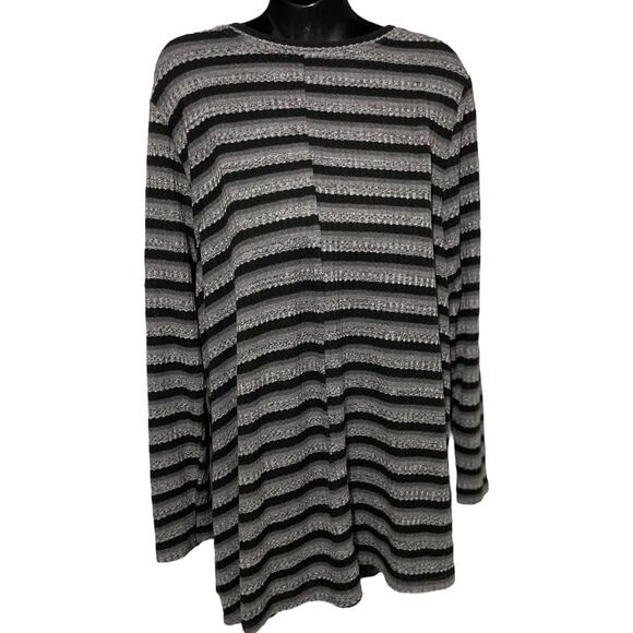 Lane Bryant Womens Sweater Plus Size 22/24 V Neck Striped Long Sleeve Gray Black - Picture 2 of 12